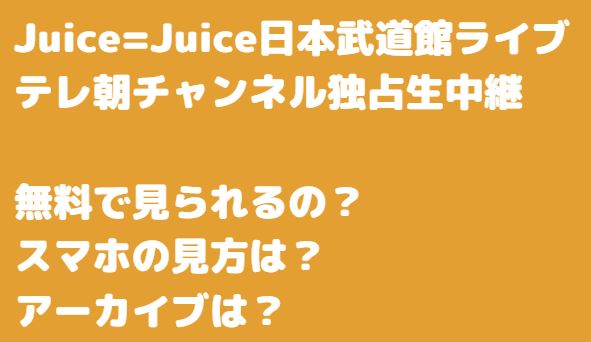 Juice=Juice武道館ライブ視聴方法